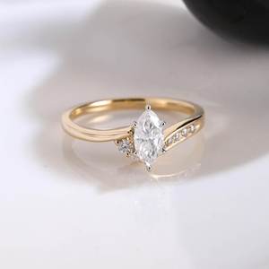 Bague de luxe U and Me en or massif 14 carats avec diamant taille marquise de 1,00 carat, cultivé en laboratoire, pour mariage, anniversaire, fête, cadeau pour petite amie - Product Image 1
