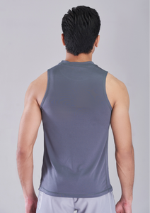 เสื้อกล้ามแขนกุดสีเทาสำหรับผู้ชาย คอกลม ผ้าถักเรียบง่าย สวมใส่สบาย ระบายอากาศได้ดี ผลิตจากโพลีเอสเตอร์ - Product Image 3