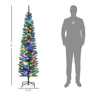 Albero di Natale Artificiale Preilluminato Alto 1,8 m con 390 Rami e 150 Luci LED Colorate, Base in Acciaio, Decorazione Natalizia Verde - Product Image 6