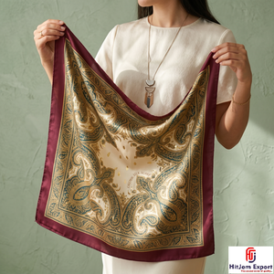 Pañuelo Hijab Cuadrado Moderno con Estampado Personalizado, Estilo Seda, Chal para la Cabeza, Fabricante Textil OEM ODM, Exportación - Product Image 4