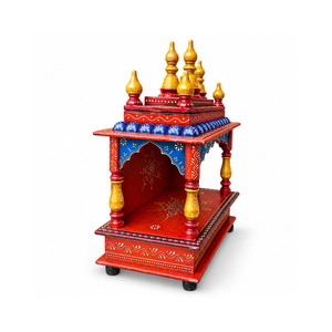 Temple hindou en bois, armoire murale Pooja Mandir, design indien traditionnel, décoration écologique pour mariage, anniversaire, maison ou bureau - Product Image 5