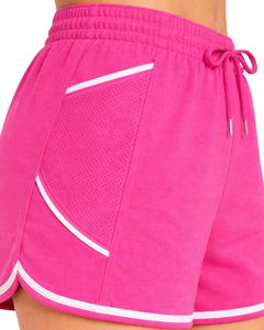 Shorts de Punto Rosa para Mujer con Bolsillos, Cintura con Cordón Ajustable, Transpirables, Estilo Deportivo, Corte Regular, Cintura Media - Product Image 6