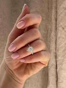 แหวนเพชรทรงลูกแพร์เพาะเลี้ยงในห้องปฏิบัติการ ทองคำแท้ 14K 18K ประดับเพชรแบบเฮโล รูปทรงหยดน้ำ แหวนแต่งงาน ราคาโรงงาน ขายส่ง - Product Image 1
