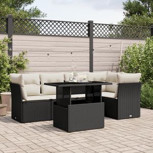 Grand ensemble de canapés de jardin modulaires en rotin PE blanc crème, noir et crème, avec une modularité exceptionnelle - Product Image 1