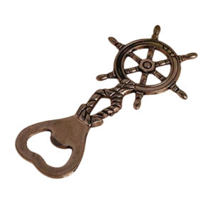 Abridor de Botellas con Forma de Timón de Barco, Inspirado en la Nautica, Hecho a Mano en Latón Sólido, Abridor de Latas de Cerveza Vintage, Accesorio Duradero para Cocina y Bar - Product Image 1