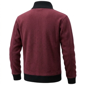 Veste d'hiver pour homme à col roulé et fermeture éclair intégrale, en polaire tricotée, tissu technique anti-plis, style décontracté professionnel, OEM - Product Image 6