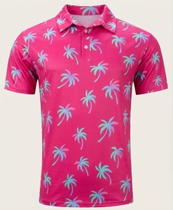 Polo de Manga Corta para Hombre, Ligero, Transpirable, de Colores Sólidos, con Diseño de Palmeras, de Secado Rápido, en Oferta - Product Image 3