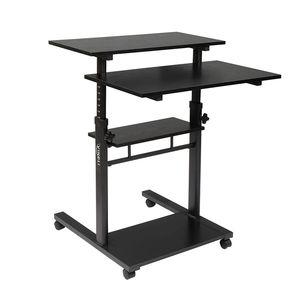 Bureau informatique noir à tube unique réglable en hauteur 70*70*65.5CM avec excellentes fonctions de levage - Product Image 1