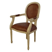Fauteuil Louise Philippe rembourré en cuir synthétique Chaises d'appoint vintage pour mobilier européen de restaurant et d'hôtel
