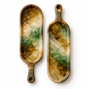 Elegante Bandeja de Resina con Efecto Mármol Azul y Blanco para Decoración del Hogar, Bandeja de Resina Moderna, Resina de Venta Caliente para Interiores Modernos - Product Image 2