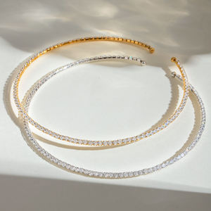 Collar Gargantilla Unisex Vintage Chapado en Oro de 14K con Diamante Cultivado en Laboratorio, Corte Brillante Redondo, Color G, Certificado IGI, para Uso Diario - Product Image 1