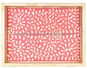 Plateau d'incrustation d'os en bois naturel fabriqué à la main assiette de service personnalisée de haute qualité pour les restaurants à la maison hôtels directement-classique - Product Image 2