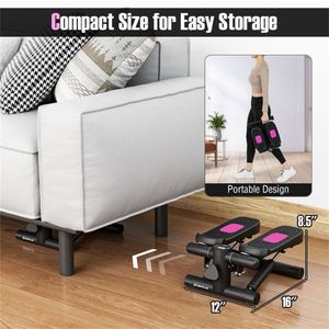 Mini stepper complet avec intensité réglable, écran LCD et bandes incluses pour l'exercice à domicile, noir - Product Image 3