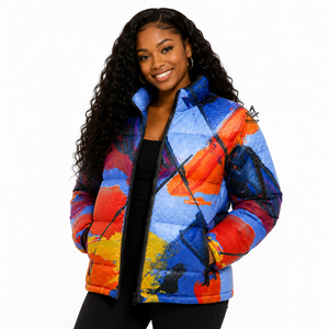 Veste matelassée camouflage réversible imperméable et coupe-vent avec logo personnalisé, style mode urbaine, inspirée des insignes maçonniques. - Product Image 3