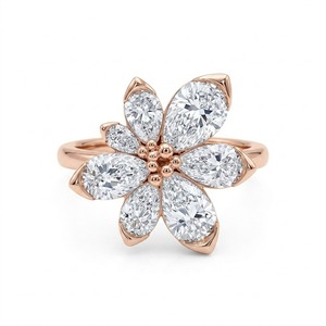 Bague Rizta Jewel en or rose massif 14 carats avec diamant de laboratoire taille brillant rond 3,40 ct, unisexe, pour soirée - Product Image 3