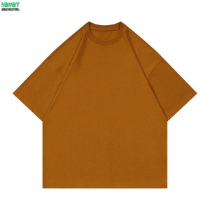 เสื้อยืดผ้าคอตตอนผสมเนื้อหนาสำหรับผู้ชาย ทรงหลวม สไตล์ลำลอง ไหล่ตก หลายสี แพ็คหลายตัว สตรีทแวร์ ดีไซน์เรียบง่าย - Product Image 6