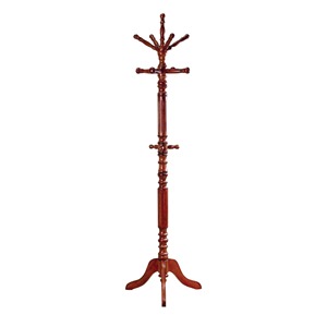 Perchero de pie de madera con ganchos en forma de rama, diseño clásico, acabado marrón, organizador de abrigos y gorras para la entrada. - Product Image 1