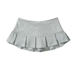 Mini-jupe-short plissée en coton pour femme, taille naturelle, couleur unie, style décontracté, respirante, avec fermeture éclair, collection été 2026 - Product Image 5