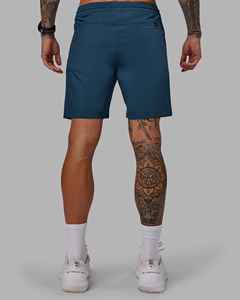 Shorts décontractés pour hommes en polyester tissé 100 % bleu marine à séchage rapide, taille mi-haute avec cordon de serrage – Shorts personnalisés pour hommes, vente en gros - Product Image 6