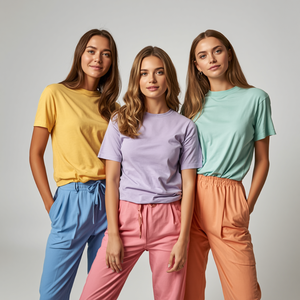 ชุดเสื้อยืดผู้หญิงหลากสี ผ้าฝ้าย แขนสั้น แบบพื้นฐาน แพ็คพร้อมบริการ OEM ODM ปรับแต่งได้ - Product Image 4