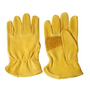 Gants de travail, de jardinage et de conduite en cuir de vache véritable non doublé, robustes, pour hommes - Product Image 4