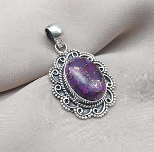 จี้เทอร์ควอยซ์เงินแท้ 925 เครื่องประดับพลอยสีฟ้าธรรมชาติของขวัญหรูหราสำหรับผู้หญิงการออกแบบทำด้วยมือที่ไม่ซ้ำใคร - Product Image 2