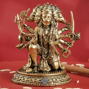 Estatua de Latón Dorado Hecha a Mano del Dios Hanuman Ji, Escultura Religiosa de Sobremesa, Diseño Art Deco, Decoración para el Hogar - Product Image 6