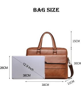 High Demand Leather <b>Laptop</b> Briefcase 15x30x11cm Classic Business Bag with Shoulder Strap Large Capacity for 12.9 Inch Devices - Product Image 1