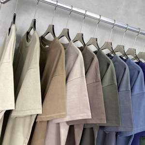 Camiseta de Cuello Redondo de Punto Grueso al por Mayor, 385 GSM, 100% Algodón, Lisa, Estilo Urbano Oversize, Ecológica para Hombre - Product Image 1