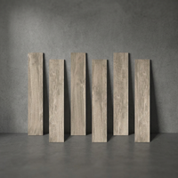 Carreaux de porcelaine imitation bois gris, 12 mm d'épaisseur, 20x120 cm, finition mate émaillée, antibactériens, isolation thermique, pour un style contemporain