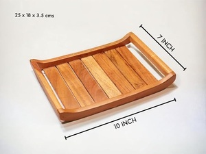 Plateau de service classique en bois personnalisable avec un matériau durable pour le service quotidien du petit-déjeuner, du déjeuner et du dîner - Product Image 3