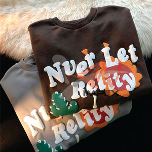 Wholesale Classic Round Neck Custom <b>Logo</b> Plus Size Tee Shirts Cotton Men Tshirt for 3D Puff Print T-shirts - Product Image 2