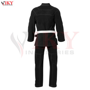 Uniforme de Jiu Jitsu BJJ de Color Negro Sólido, Cómodo, Hecho a Mano, Unisex, de Poliéster y Algodón, Kimono de BJJ para Artes Marciales - Product Image 3