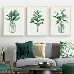 UVISION Original Green Leaf Abstract UV Printed Canvas Wall <b>Art</b> <b>Set</b> Minimalist Home Decor - Product Image 6