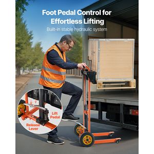 Sollevatore Idraulico per Materiali con Capacità di Carico di 450 Libbre, Carrello Elevatore con Verricello, Altezza Massima di Sollevamento 39,4 Pollici, Carrello per Pallet, Sollevatore per Costruzioni - Product Image 4