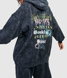 Nueva Colección de Ropa Deportiva para Mujer, Conjunto de Sudadera con Capucha y Pantalones con Estampado Lavado al Ácido, Bordado, Tallas Grandes, Hombros Caídos, para Invierno - Product Image 4