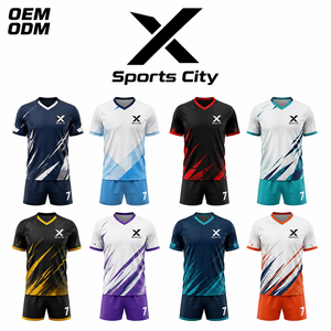 Maillots de volley-ball personnalisés pour équipe, X Sports City, imprimés par sublimation, 100% polyester respirant, séchage rapide, col rond, fermeture à cordon - Product Image 1