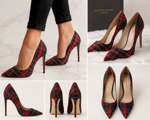 Tacones de aguja de tartán personalizados para mujer |   Zapatos de Tacón Alto con Punta en Pico y Diseño Escocés |   Fábrica de Zapatos de Vestir de Moda OEM ODM - Product Image 5