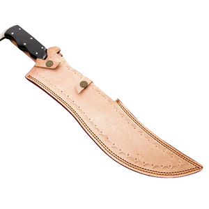 Cuchillos Bowie de Acero D2 Hechos a Mano con Mango de Cuerno de Búfalo Negro, Hoja Curva Pulida, Funda de Cuero, para Caza al Aire Libre - Product Image 3