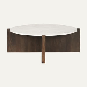 Mesa de Centro de Mármol Ecológica Hecha a Mano de Lujo con Base de Madera de Teca Sólida, Diseño Minimalista para Sala de Estar Moderna - Product Image 5
