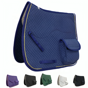 Tapis de selle tout usage marron matelassé en coton avec doublure en polaire et sangle de selle pour l'équitation - Product Image 6