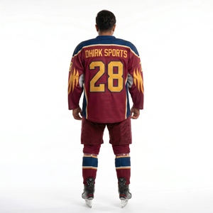 Maillot de hockey sur glace personnalisé en polyester 100 % sublimé, col en V, robuste, avec lacets, uniforme d'équipe avec nom et numéro du joueur, fabrication OEM - Product Image 2