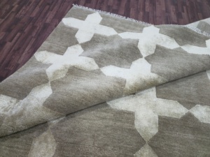 Hand Knotted Abstract Vintage Silk <b>Wool</b> PET Friendly Non-Slip Highly Durable Area Rug | <b>brown</b> colour hand knotted rug - Product Image 4