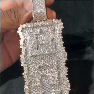 จี้ตัวอักษรแบบกำหนดเอง ประดับเพชรโมอิสซาไนต์ VVS เงินแท้ S925 ทรงแฟนซีคัท ชุบทองคำสีกุหลาบ เครื่องประดับฮิปฮอป - Product Image 1