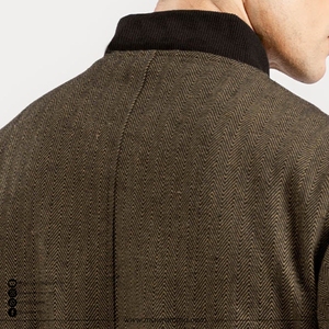 <b>Men's</b> <b>Herringbone</b> Wool Blend Bomber <b>Jacket</b> Zipper Closure Turn-down Collar Casual Autumn Wear Regular Fit <b>Jacket</b> - Product Image 3