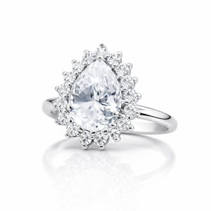 Anillo de Plata de Ley 925 con Zirconia Cúbica en Forma de Pera y Halo, Romántico, para Mujer, Chapado en Rodio, Ideal para Regalo de Compromiso, Boda o Fiesta, Venta al Por Mayor - Product Image 1