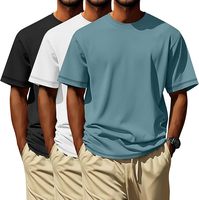 Nouveau style T-shirt en toile pour homme 100 % coton, col rond, manches courtes, style preppy, couleur unie, séchage rapide, respirant, écologique, coupe ample