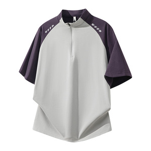 T-shirt Homme à Demi-Zip Séchage Rapide, Manches Raglan, Col Montant, Respirant, Tricoté, Décontracté, pour Activités de Plein Air – Prix Usine CN Bangladesh - Product Image 6