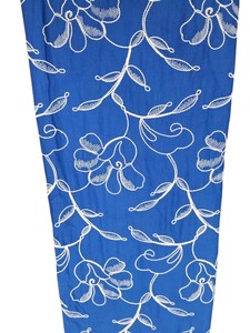 Bulk Supply Royal Blue Cotton Fabric with Cream Rose and Vine Dori Embroidery 3D <b>Cord</b> Work for Designer Apparel and Home Decor - Product Image 1
