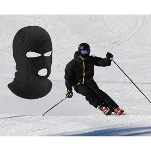 Pasamontañas de punto unisex con 3 orificios, cubrecara cortavientos, gorro tipo bandit para deportes al aire libre - Product Image 3